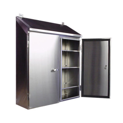 Stainless Steel Control Cabinet - Wall Mount Double Door w/ Sloped Top